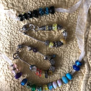 Colorful beads for jewelry making plus 2 bracelets